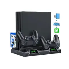 GENERICO - Base Compatible Con PlayStation4 Ps4 Con Ventiladores y Cargador Mando