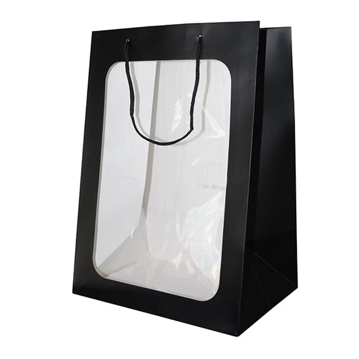 GENERICO - BOLSA DE REGALO VENTANA 30X20X16 CM NEGRO X12 UNI