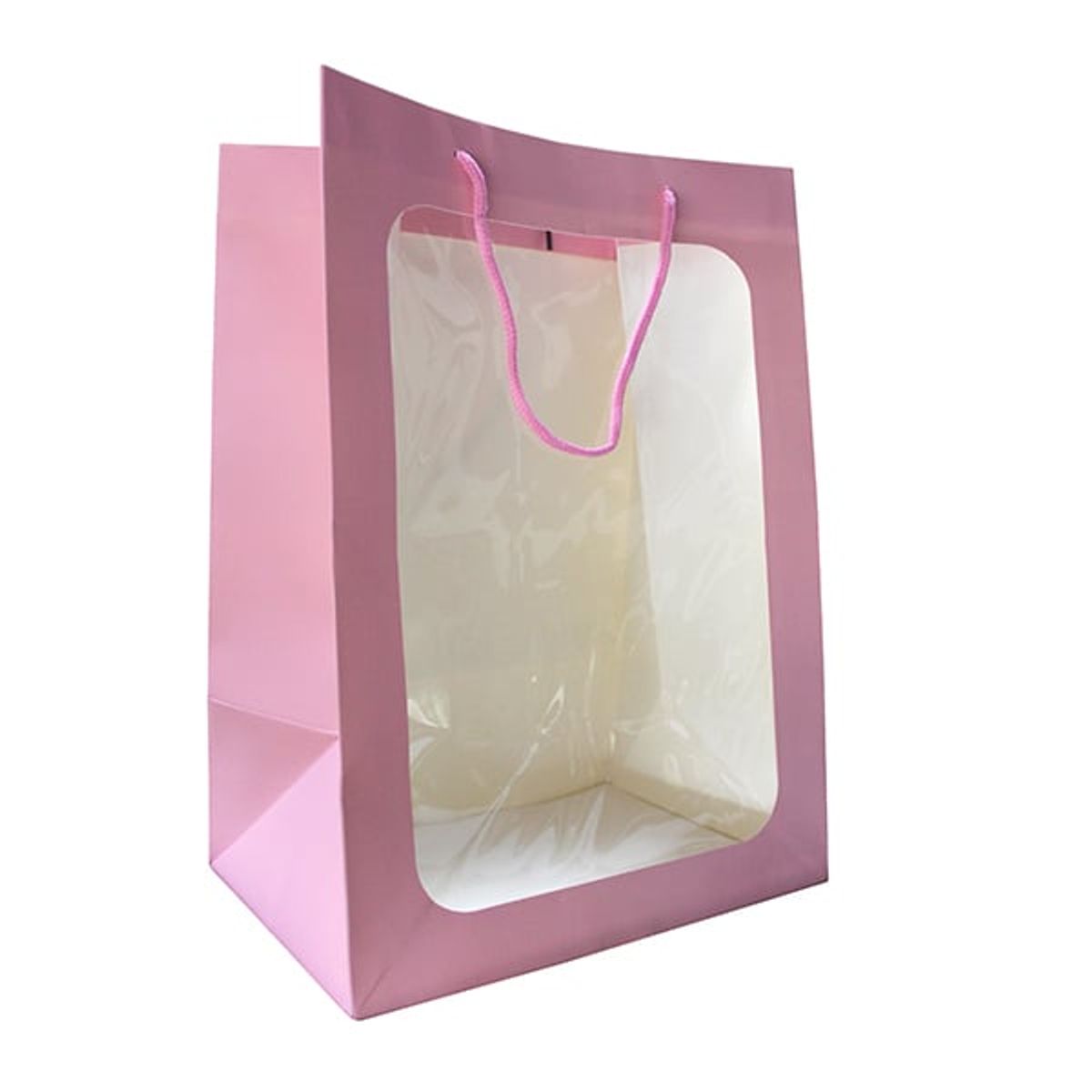 GENERICO - BOLSA DE REGALO VENTANA 30X20X16 CM ROSADO X12 UNI