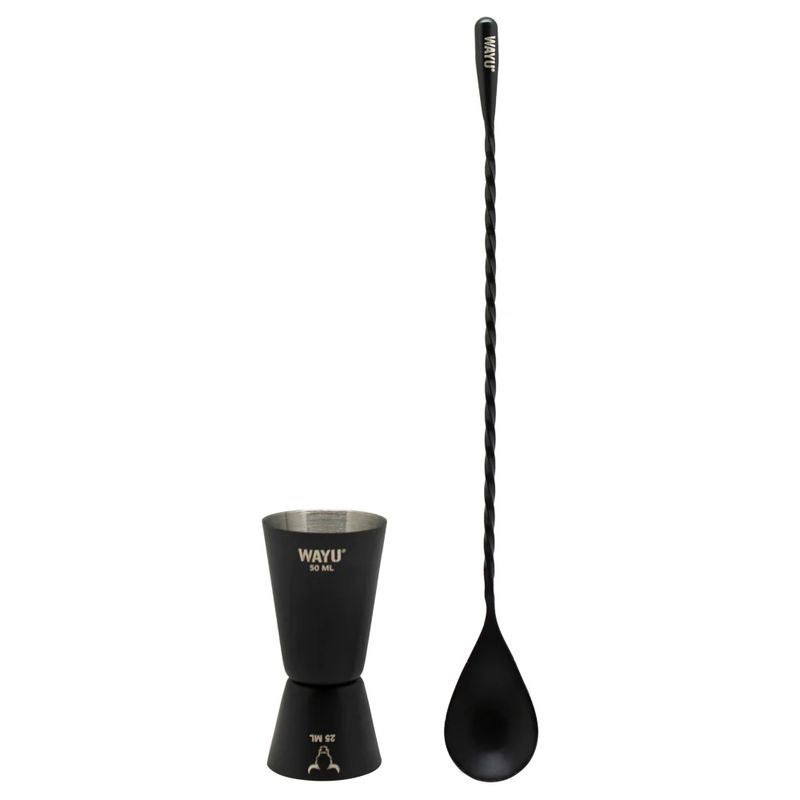 WAYU - Set 2 Piezas Jigger Medidor Con Cuchara Wayu Barra Coctail Tragos