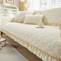 ANGELES DEL HOGAR - MANTA PARA SOFA BORDADO 1 CUERPO  BEIGE