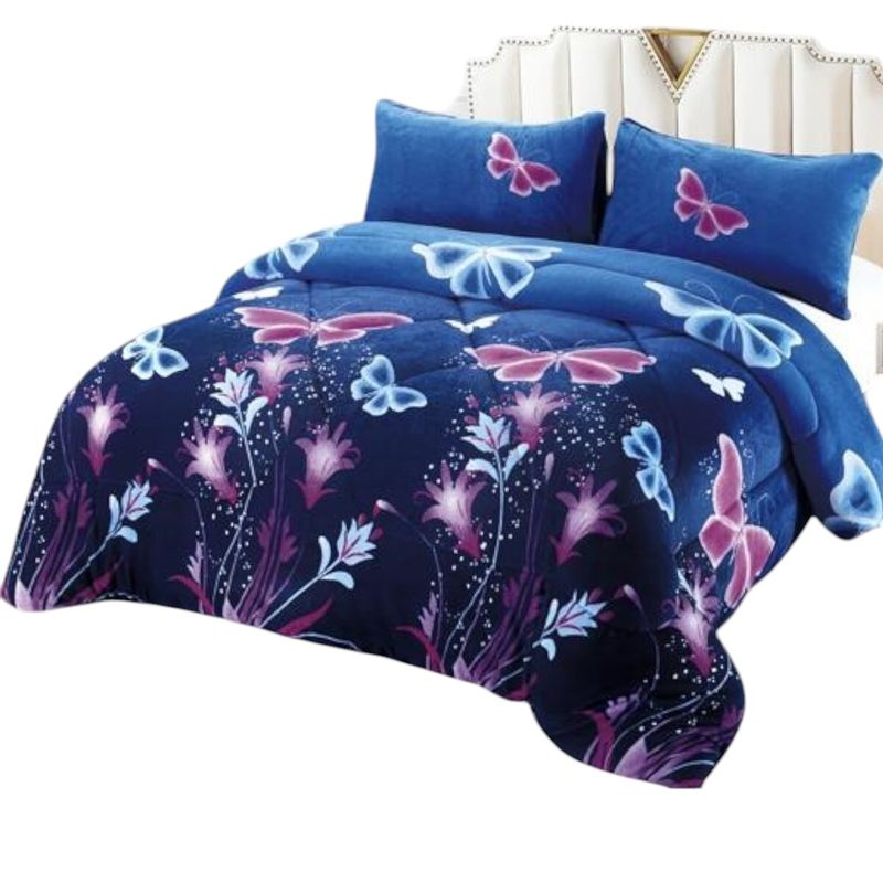 GENERICO - Cobertor De Invierno Plush Con Chiporro 2 Plaza + 2 Fundas Almohadas