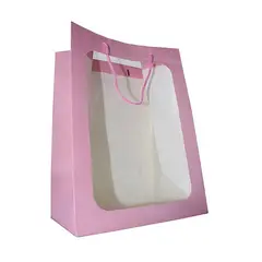 GENERICO - BOLSA DE REGALO VENTANA 35X25X18 CM ROSADO X12 UNI