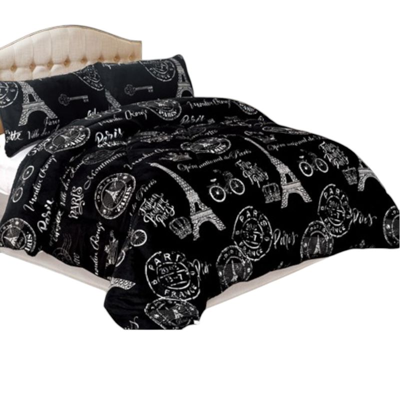 GENERICO - Cobertor De Invierno Plush Con Chiporro 2 Plaza + 2 Fundas Almohadas