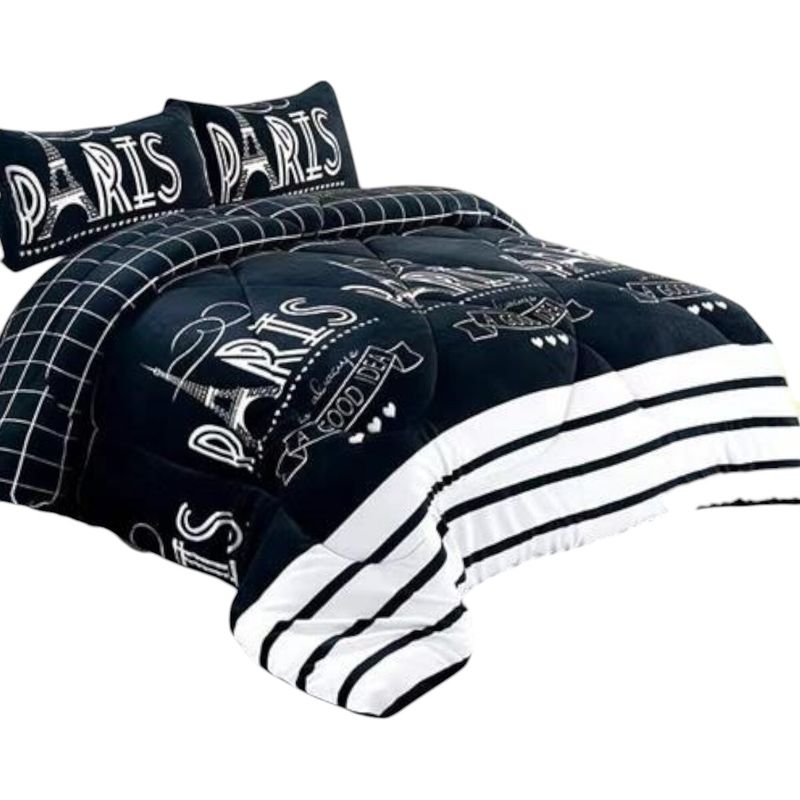 GENERICO - Cobertor De Invierno Plush Con Chiporro 2 Plaza + 2 Fundas Almohadas