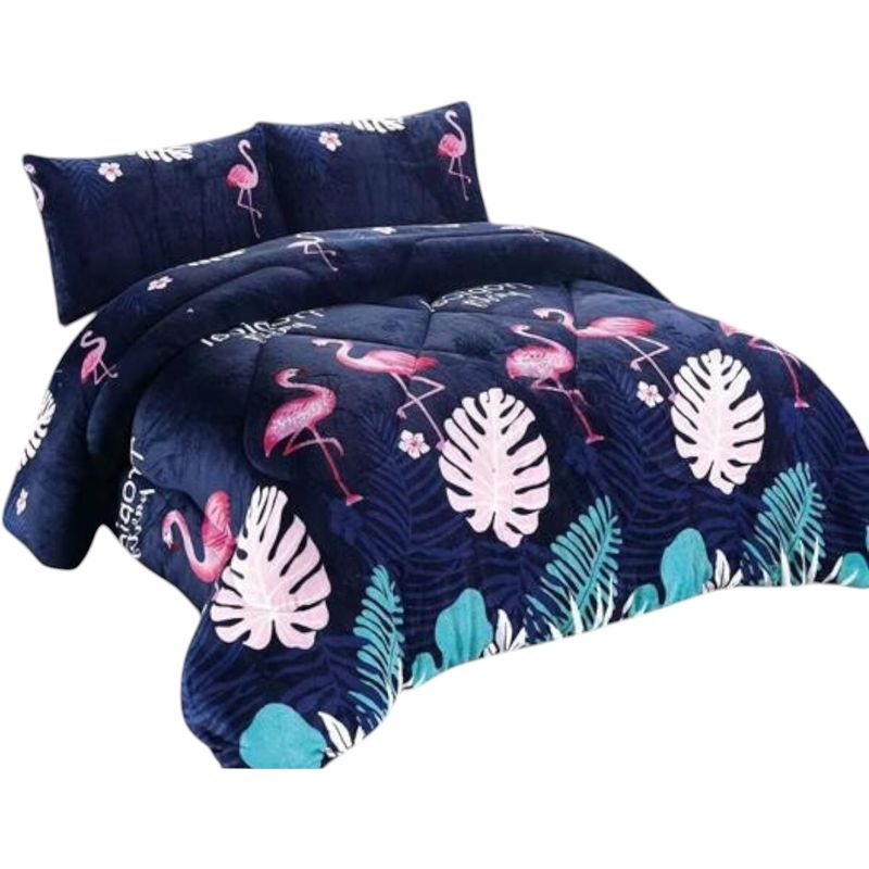GENERICO - Cobertor De Invierno Plush Con Chiporro 2 Plaza + 2 Fundas Almohadas