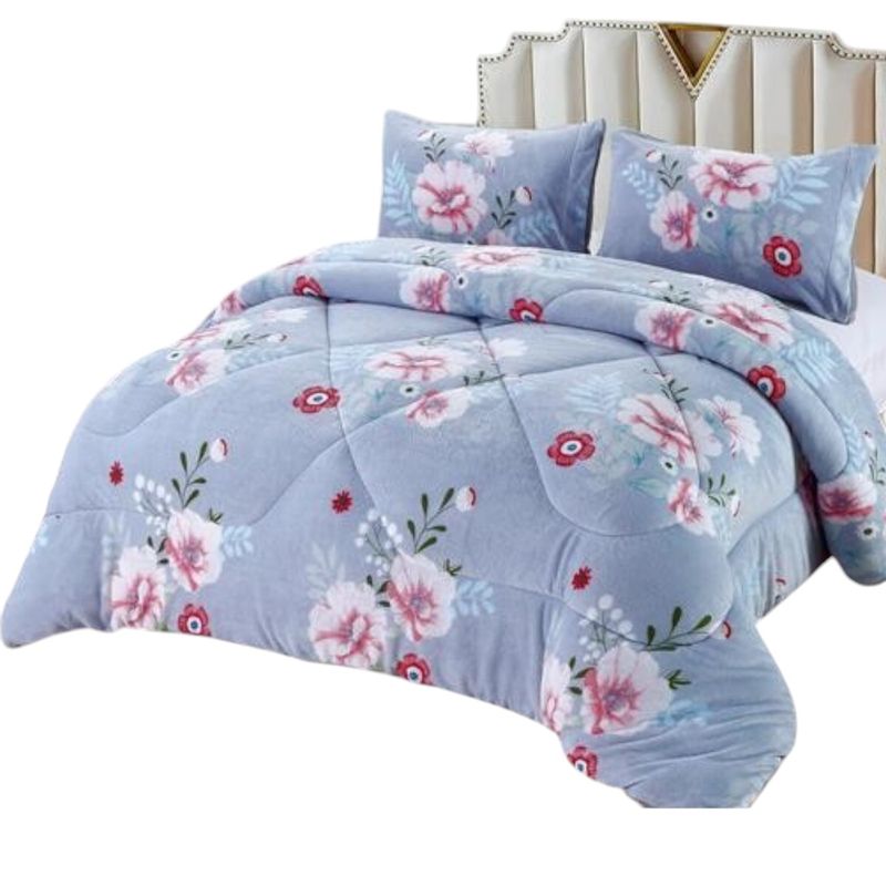 GENERICO - Cobertor De Invierno Plush Con Chiporro 2 Plaza + 2 Fundas Almohadas
