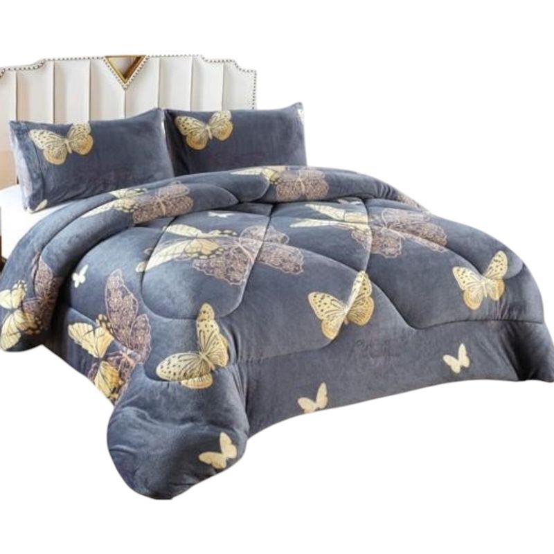 GENERICO - Cobertor De Invierno Plush Con Chiporro 2 Plaza + 2 Fundas Almohadas