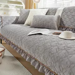 ANGELES DEL HOGAR - MANTA PARA SOFA BORDADO 3+1+1 GRIS