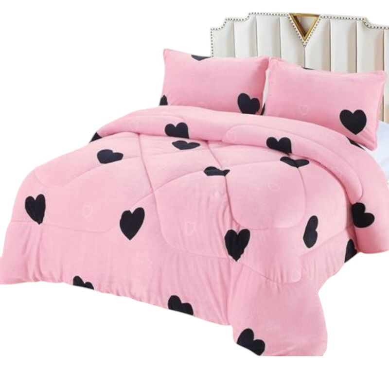 GENERICO - Cobertor De Invierno Plush Con Chiporro 2 Plaza + 2 Fundas Almohadas
