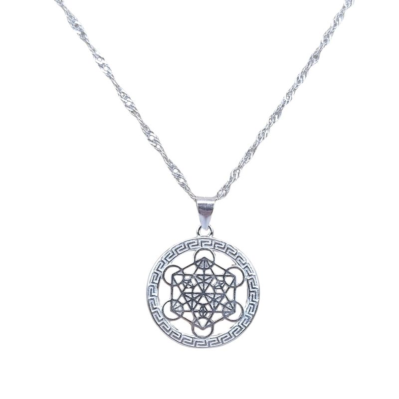 GENERICO - Collar Cubo Metatrón de Plata Conexión Divina
