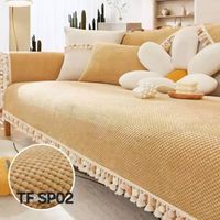 MANTA PARA SOFA BORDADA CON POMPONES 3 CUERPO 180X70 BEIGE