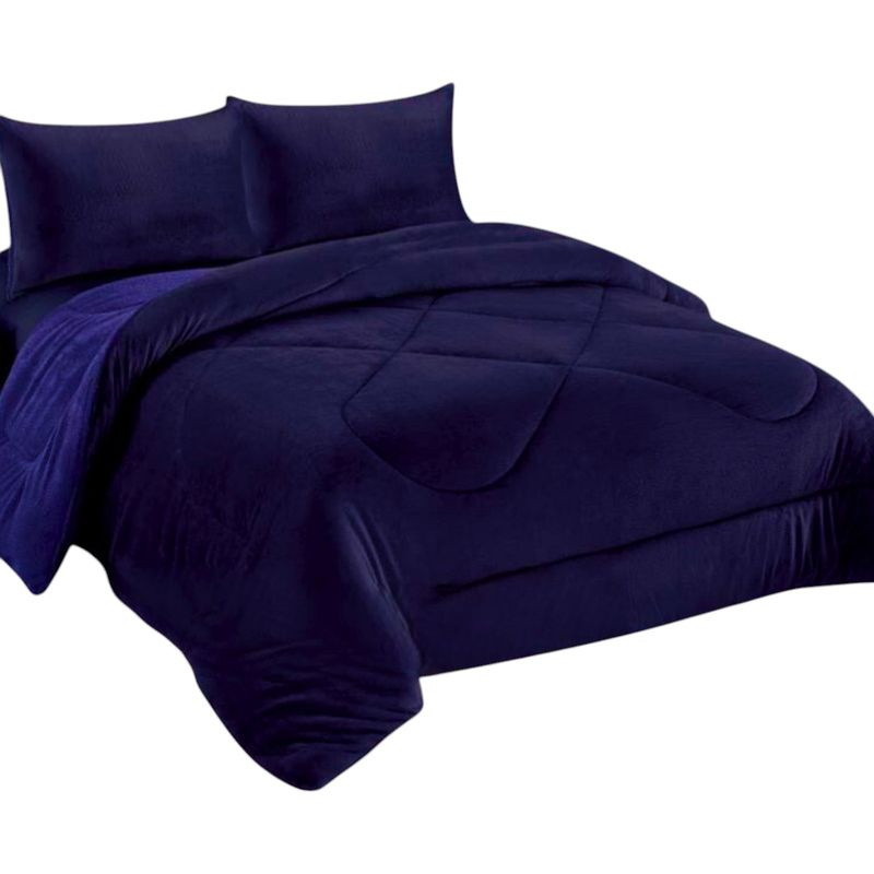GENERICO - Cobertor De Invierno Plush Con Chiporro 2 Plaza Color Azul Oscuro