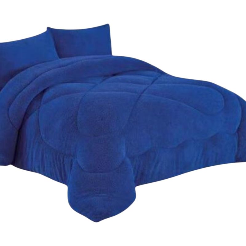 GENERICO - Cobertor De Invierno Plush Con Chiporro 2 Plaza Color Azul Rey