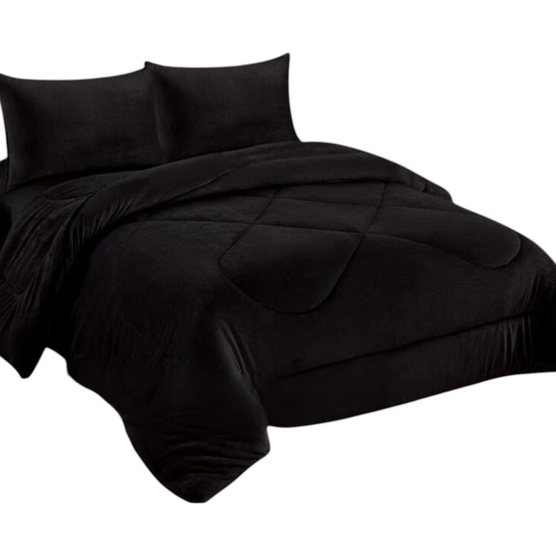 GENERICO - Cobertor De Invierno Plush Con Chiporro 2 Plaza Color Negro