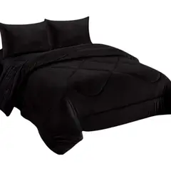 GENERICO - Cobertor De Invierno Plush Con Chiporro 2 Plaza Color Negro