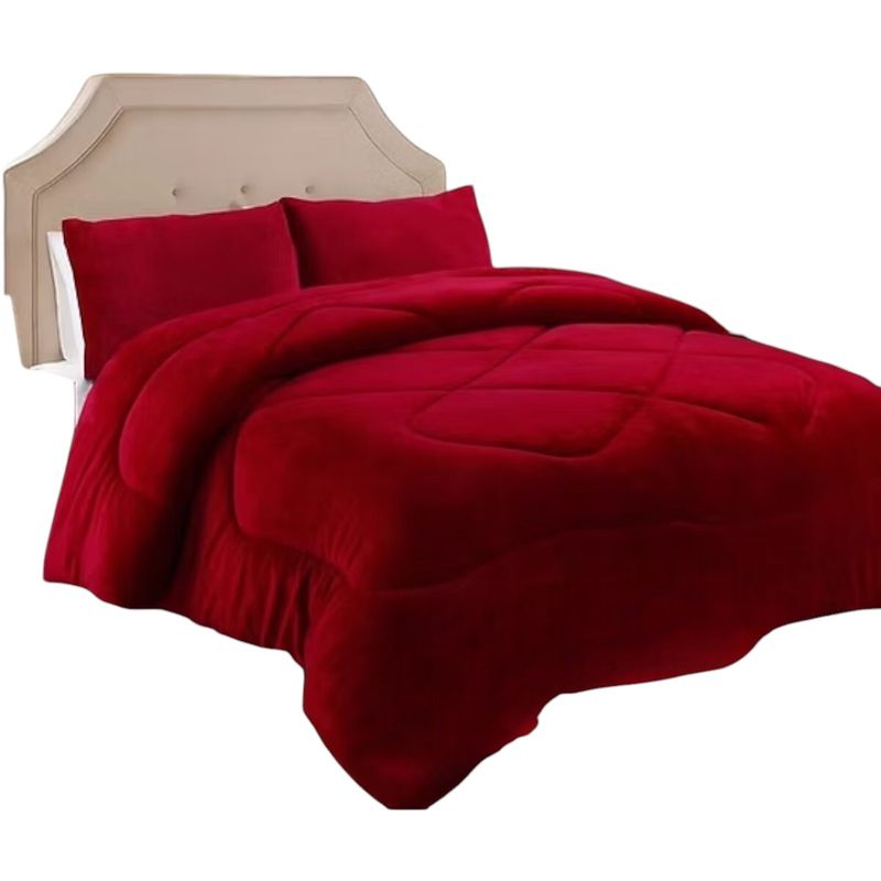 GENERICO - Cobertor De Invierno Plush Con Chiporro 2 Plaza Color Burdeo