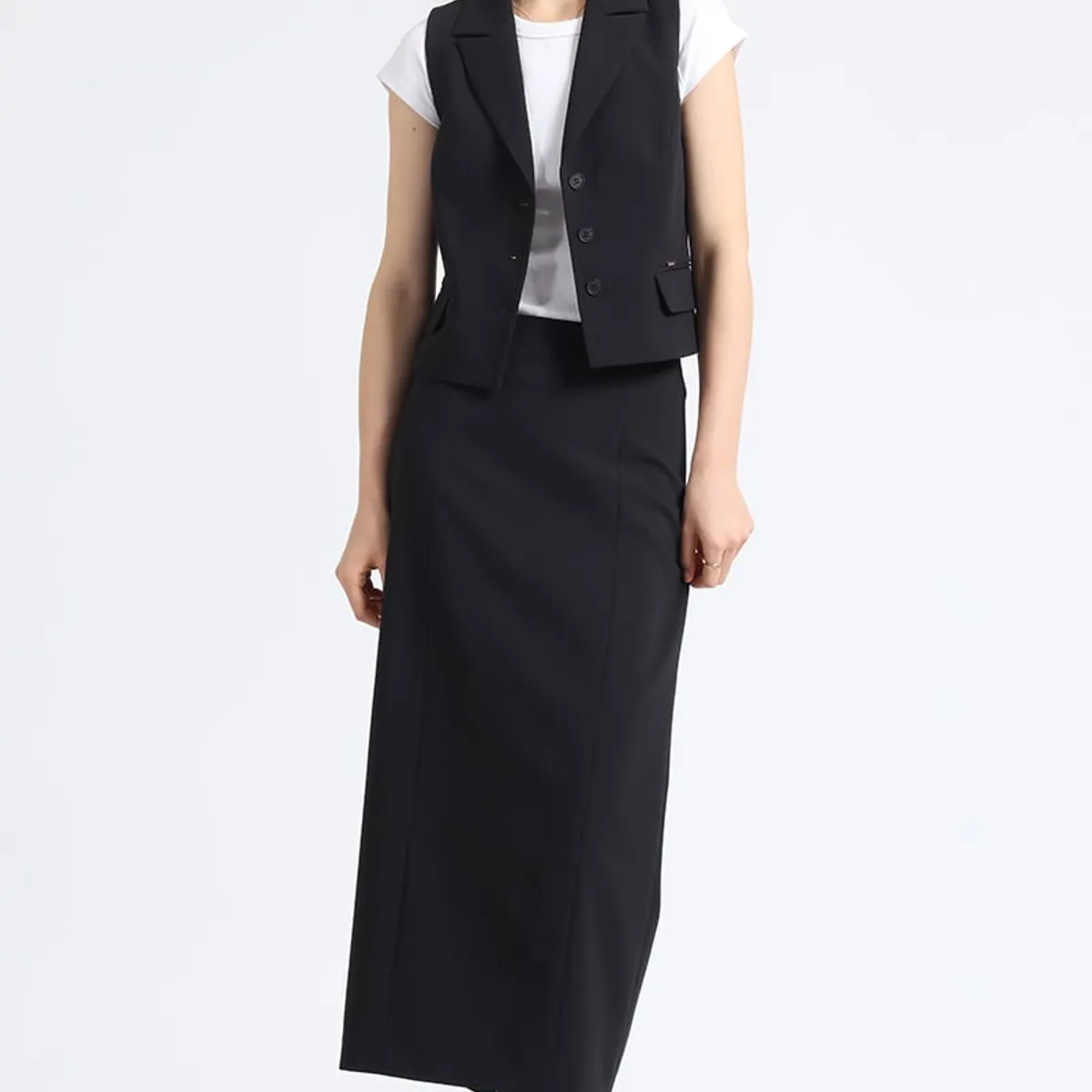 LIOLA - Falda Tubo Midi, Negro Liola