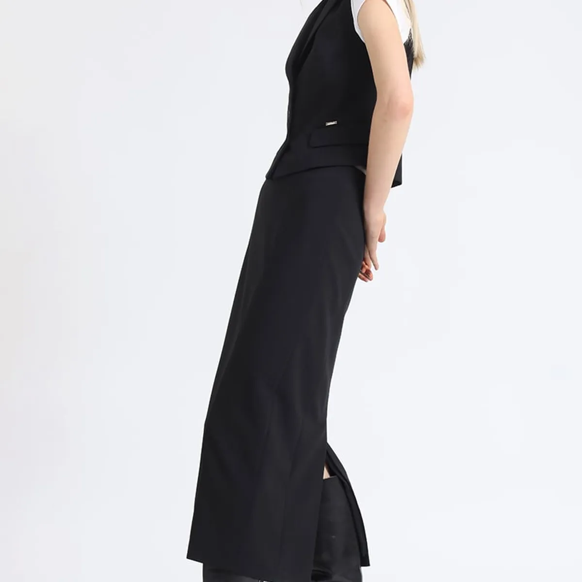 LIOLA - Falda Tubo Midi, Negro Liola