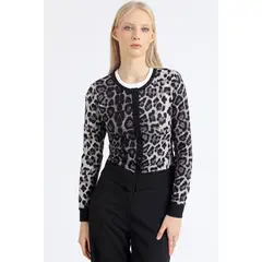LIOLA - Cardigan Animal Print, Gris