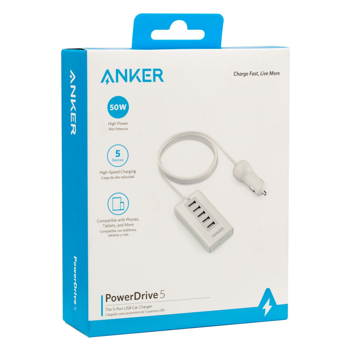 ANKER - CARGADOR AUTO 5 PUERTOS USB ANKER A2311