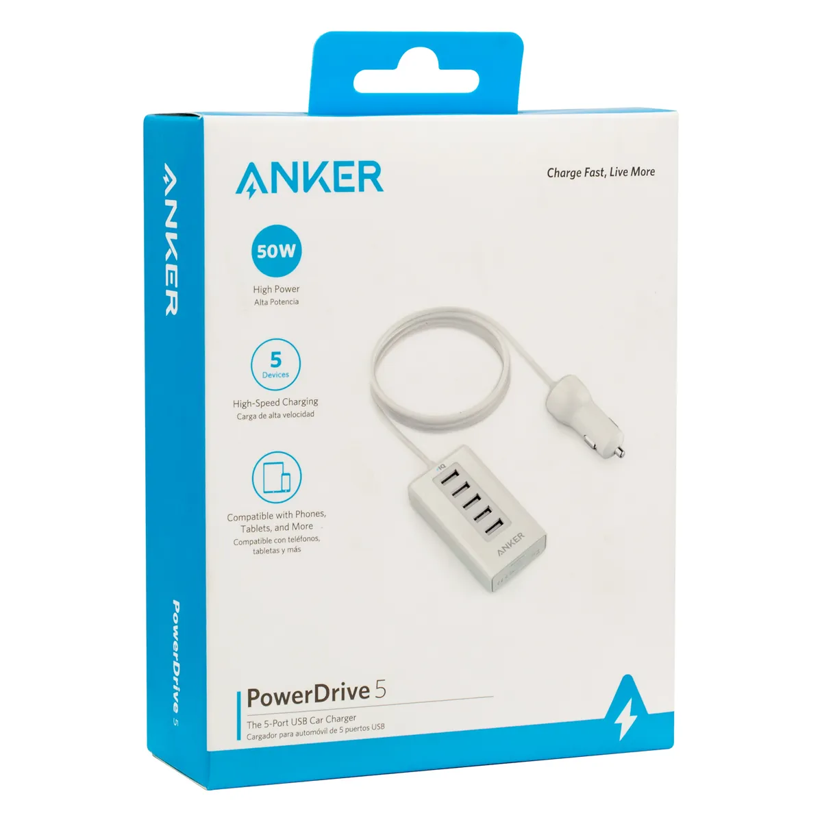 ANKER - CARGADOR AUTO 5 PUERTOS USB ANKER A2311