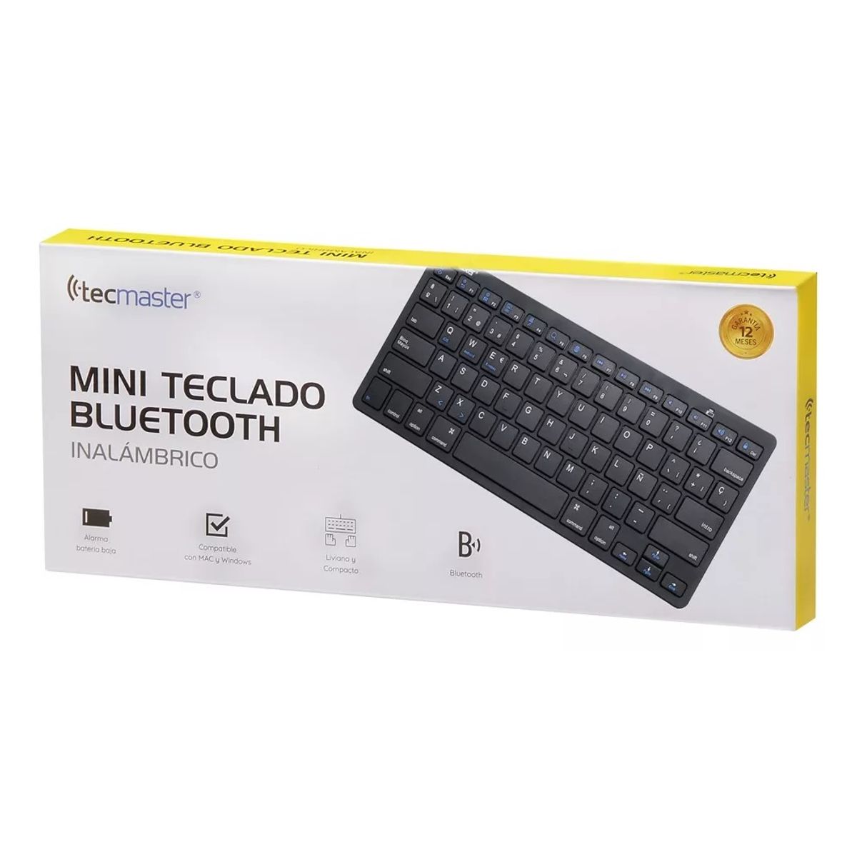 TECMASTER - Mini Teclado Bluetooth Tecmaster Negro Idioma Español Latinoamérica