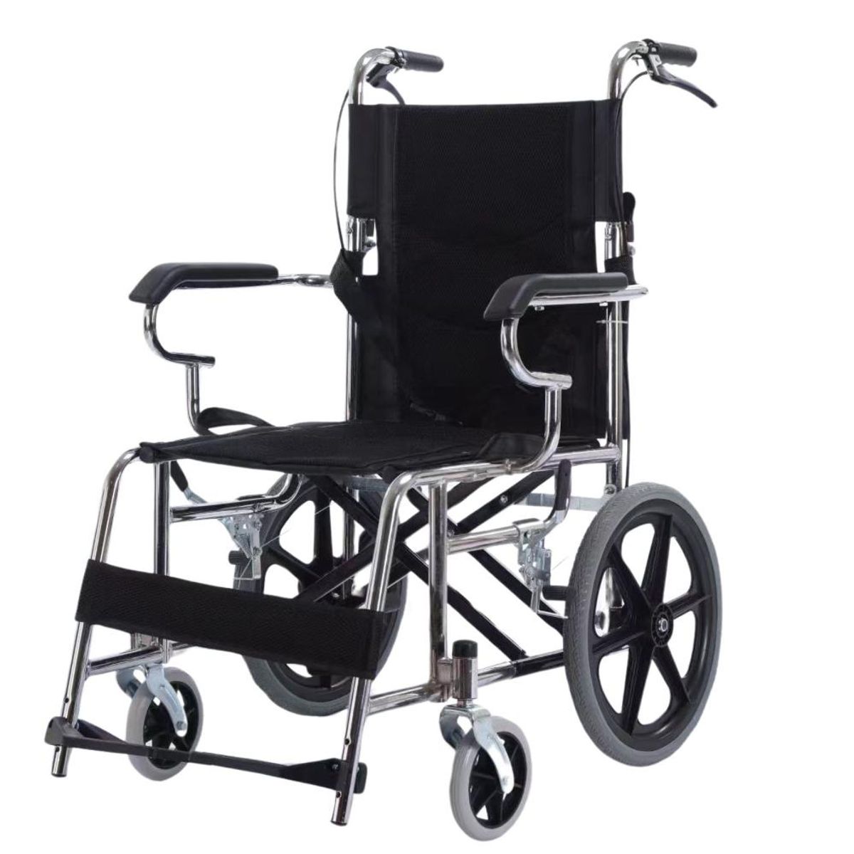 GENERICO - Silla De Ruedas Geriátrica plegable cfrenos - Negro