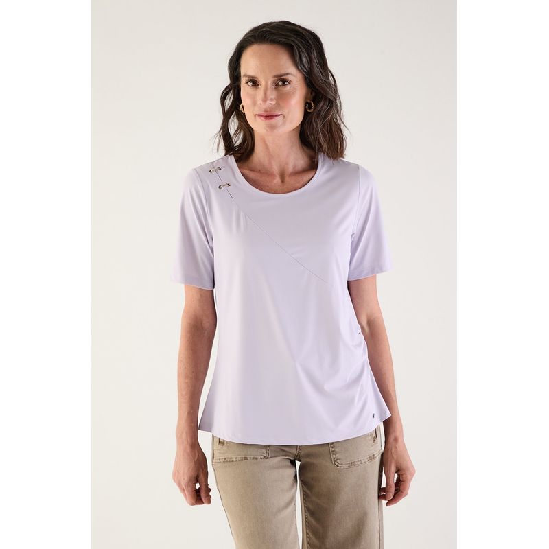 MA GRIFFE - Polera Manga Corta Lila Medio Mujer Magriffe