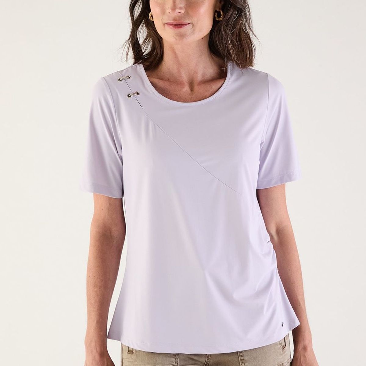 MA GRIFFE - Polera Manga Corta Lila Medio Mujer Magriffe