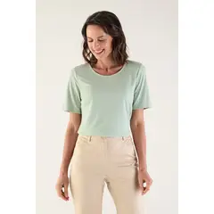 MA GRIFFE - Polera Manga Corta Verde Agua Mujer Magriffe