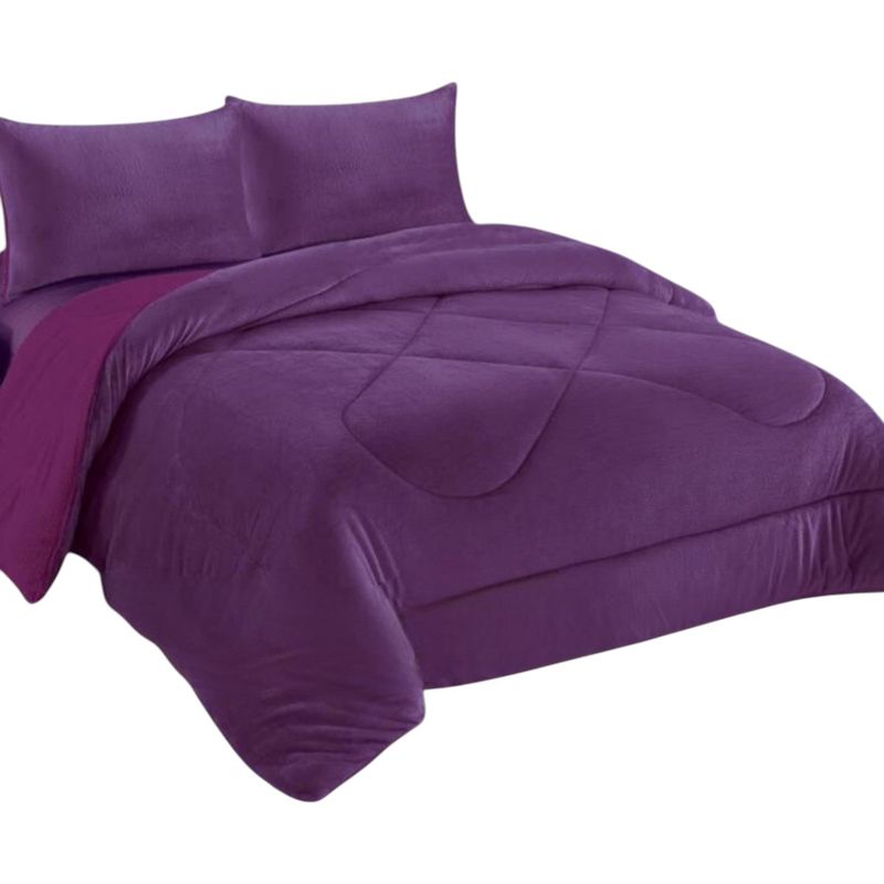GENERICO - Cobertor De Invierno Plush Con Chiporro 2 Plaza Color Morado