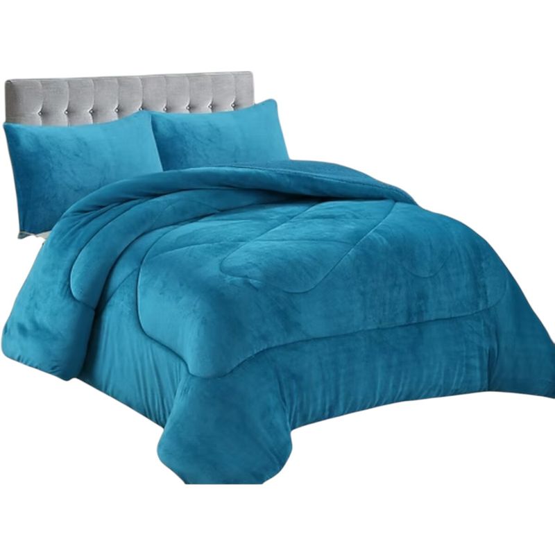GENERICO - Cobertor De Invierno Plush Con Chiporro 2 Plaza Color Turquesa