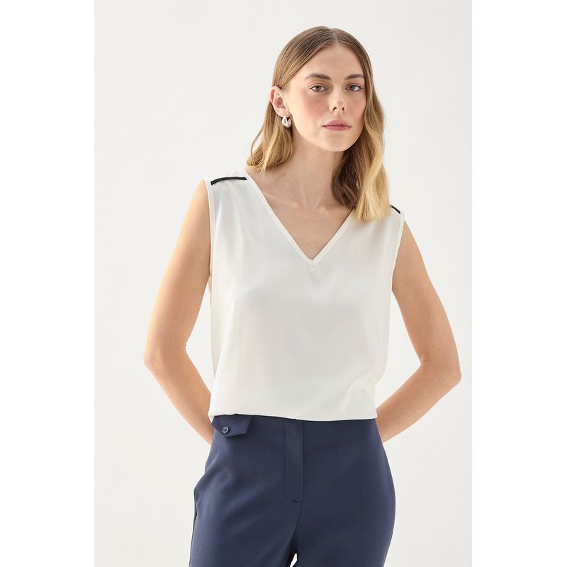 MA GRIFFE - Polera Lisa Crudo Magriffe