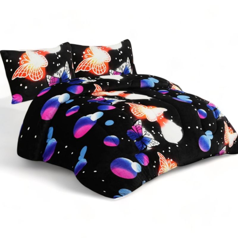 GENERICO - Plumon Plush Liso Con Chiporro 1.5 Plaza + 1 Funda De Almohada