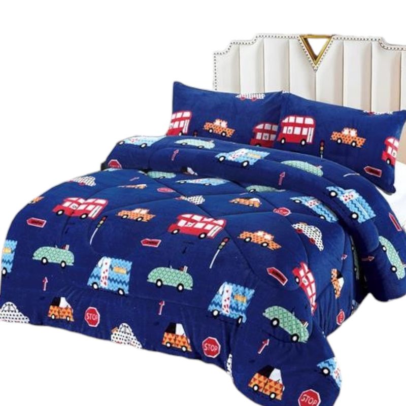 GENERICO - Plumon Plush Liso Con Chiporro 1.5 Plaza + 1 Funda De Almohada