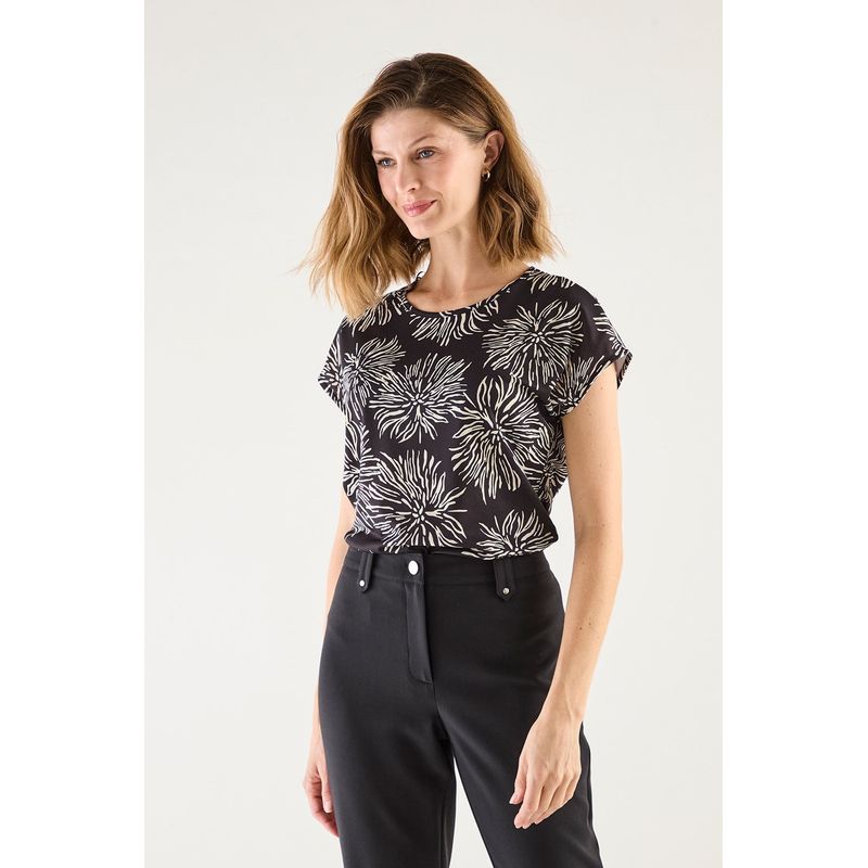 MA GRIFFE - Polera Manga Corta Negro Mujer Magriffe