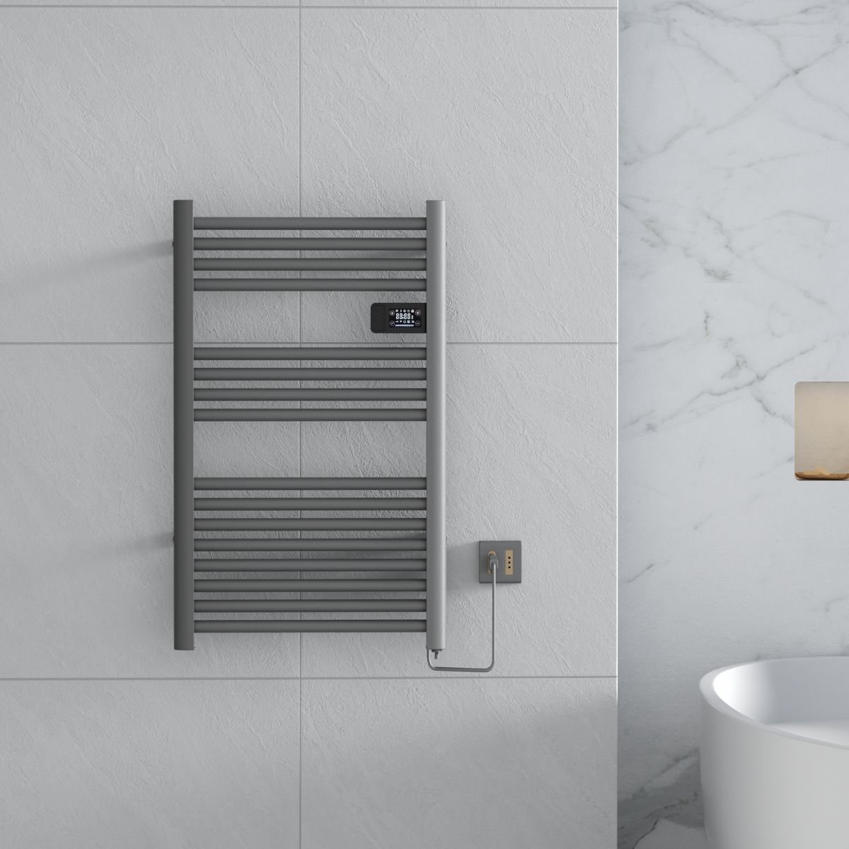 VERKEN - Secador de Toallas Vesubio - Calentador Toallero Eléctrico Mural - Gris