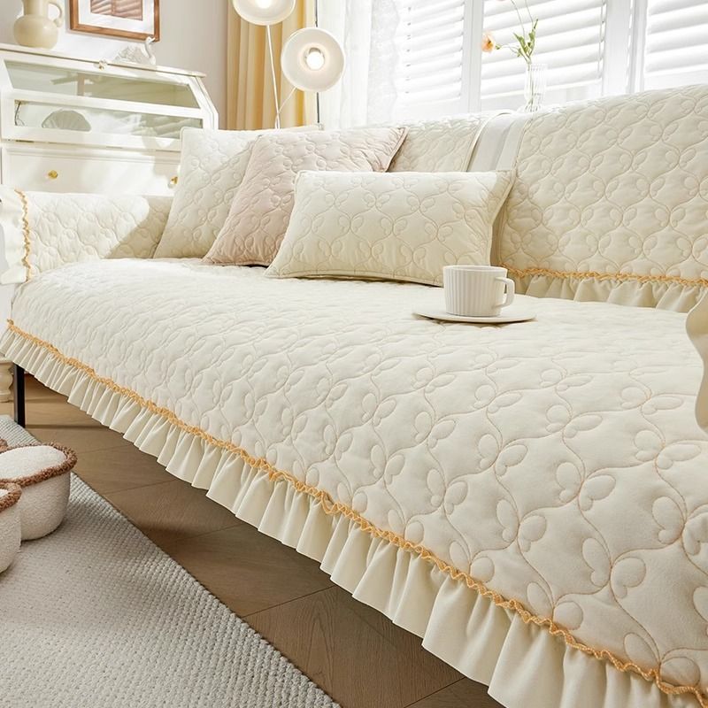 ANGELES DEL HOGAR - MANTA PARA SOFA BORDADO 1 CUERPO    BEIGE