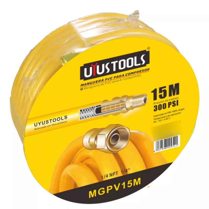 UYUSTOOL - Manguera De Compresor De Aire 1/4 300 Psi 15 Metros Uyustools