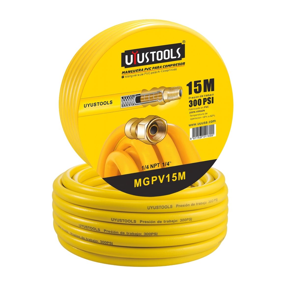 GRUPO UYUSA UYUSTOOLS - Manguera De Compresor De Aire 1/4 300 Psi 15 Metros Uyustools