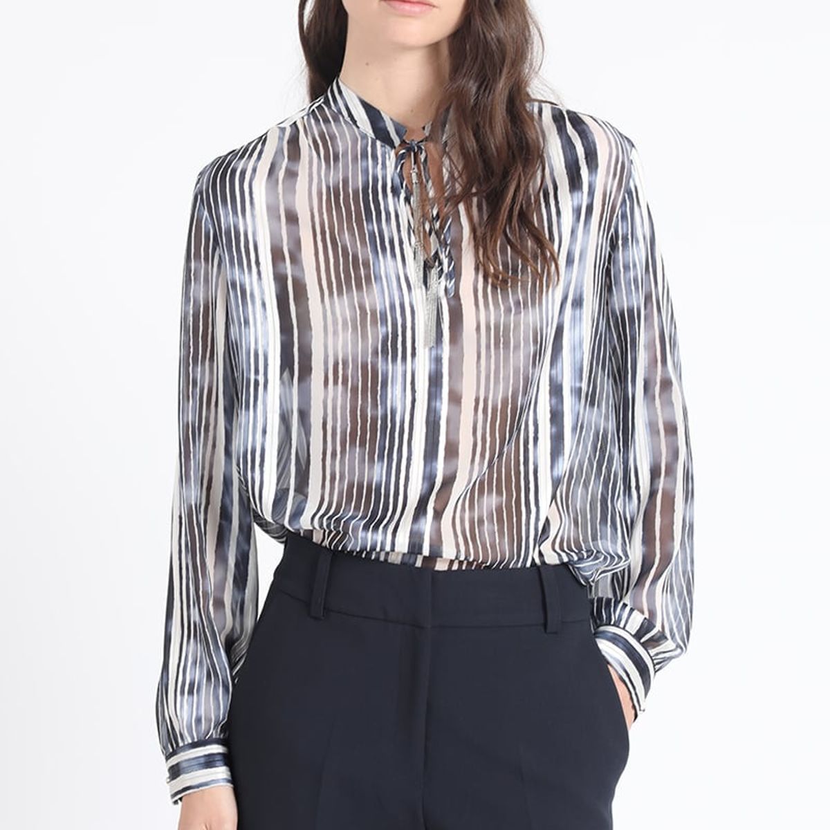 LIOLA - Blusa Con Lazo Y Cordon Fantasia, Azul Liola