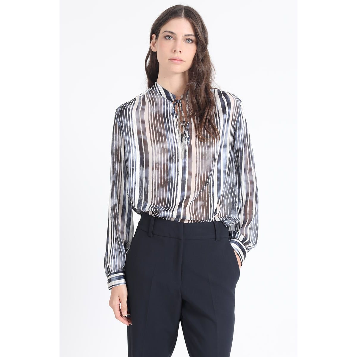 LIOLA - Blusa Con Lazo Y Cordon Fantasia, Azul Liola