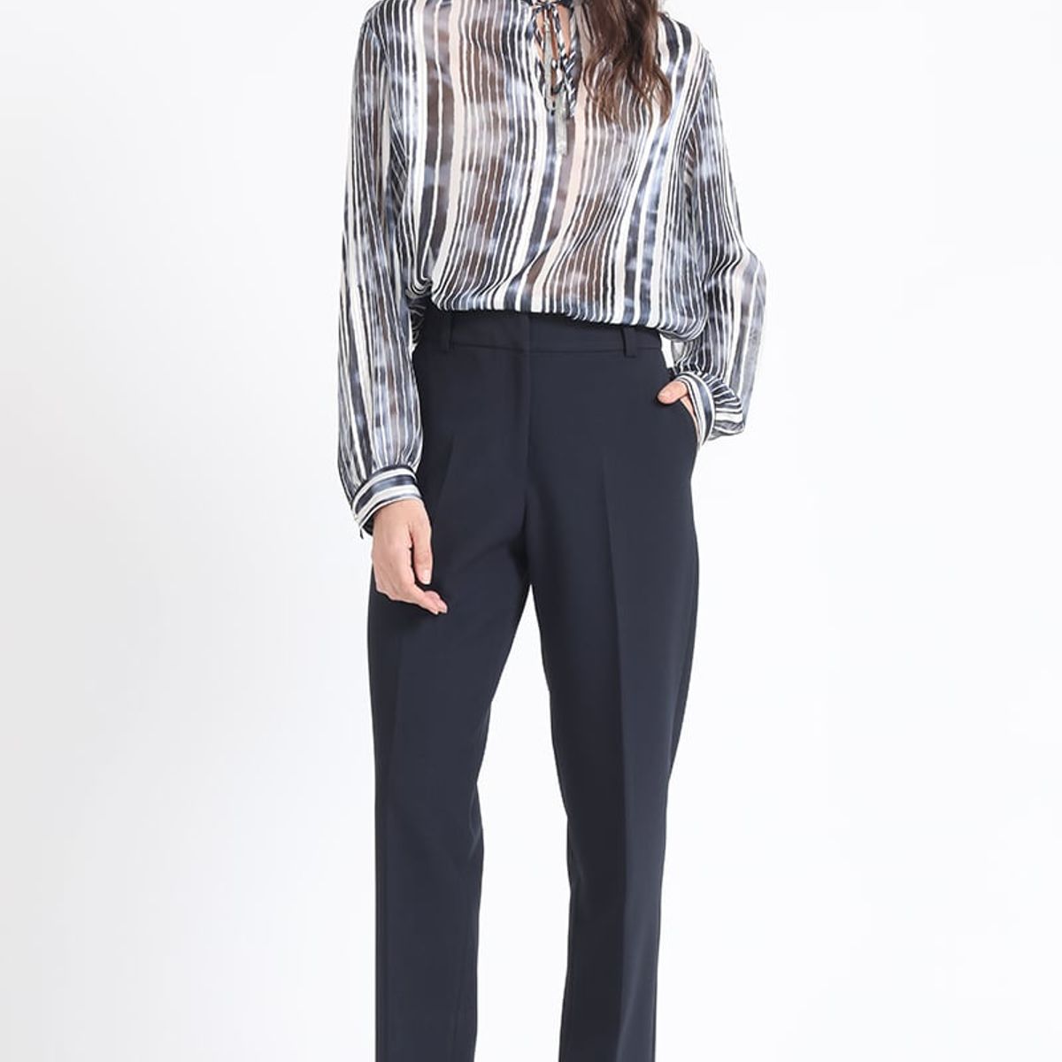 LIOLA - Blusa Con Lazo Y Cordon Fantasia, Azul Liola