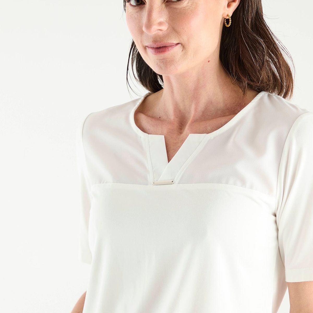 MA GRIFFE - Polera Manga Corta Crudo Mujer Magriffe