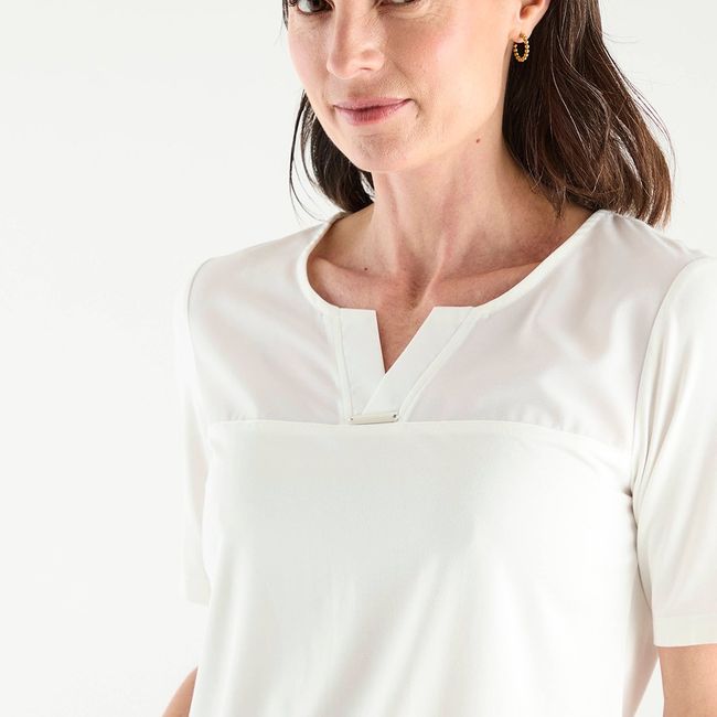 MA GRIFFE - Polera Manga Corta Crudo Mujer Magriffe