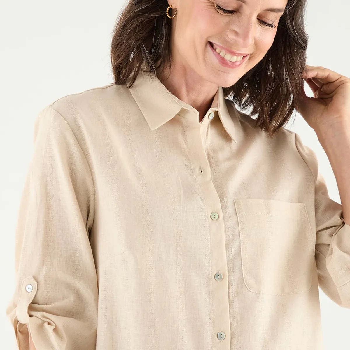 MA GRIFFE - Blusa Manga Larga Beige Mujer Magriffe