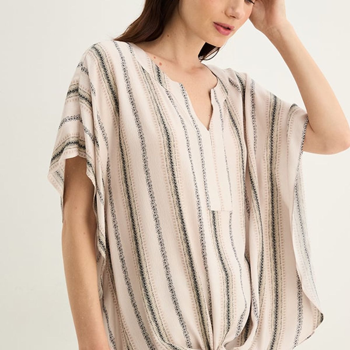 MA GRIFFE - Blusa Manga Corta Crudo Mujer Magriffe