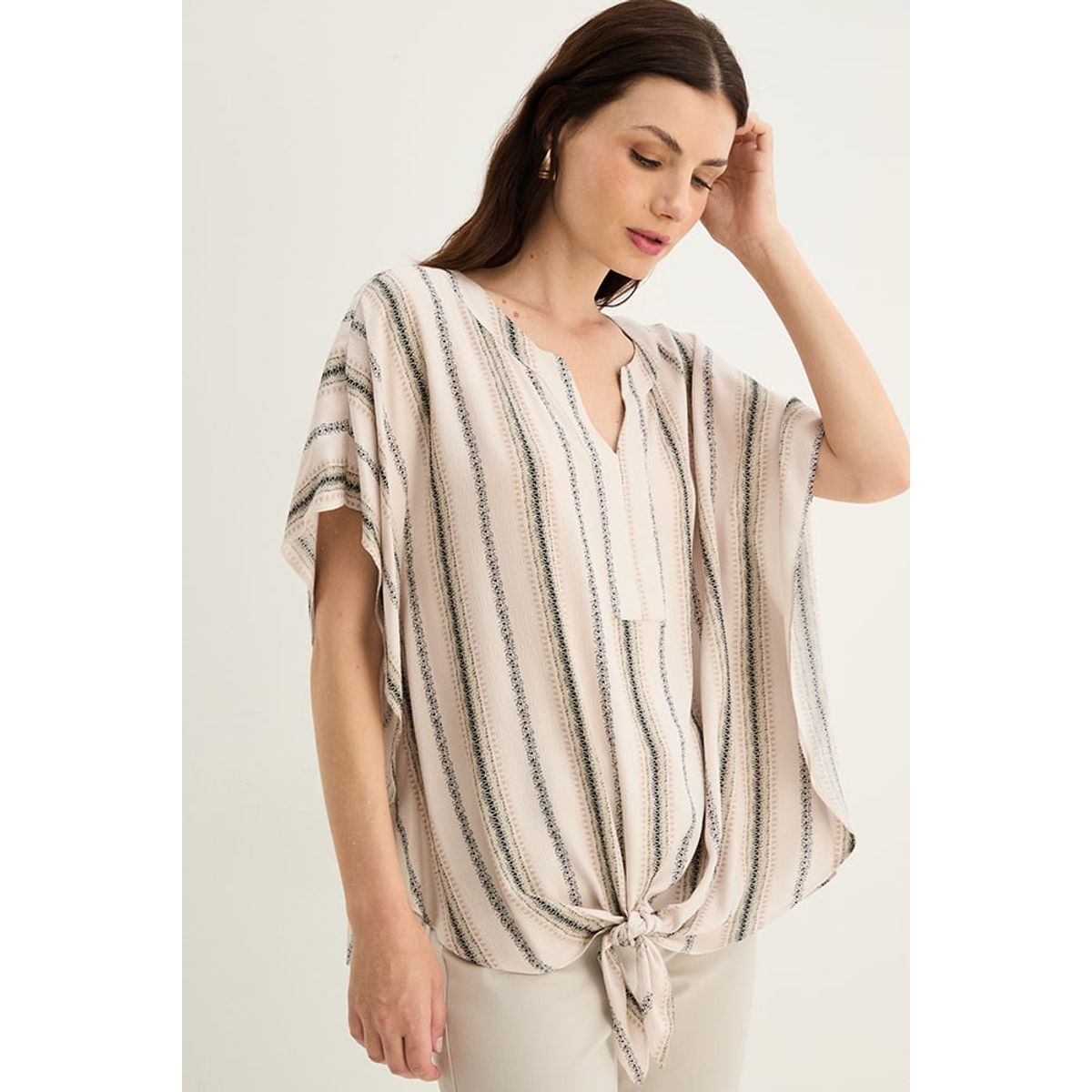 MA GRIFFE - Blusa Manga Corta Crudo Mujer Magriffe