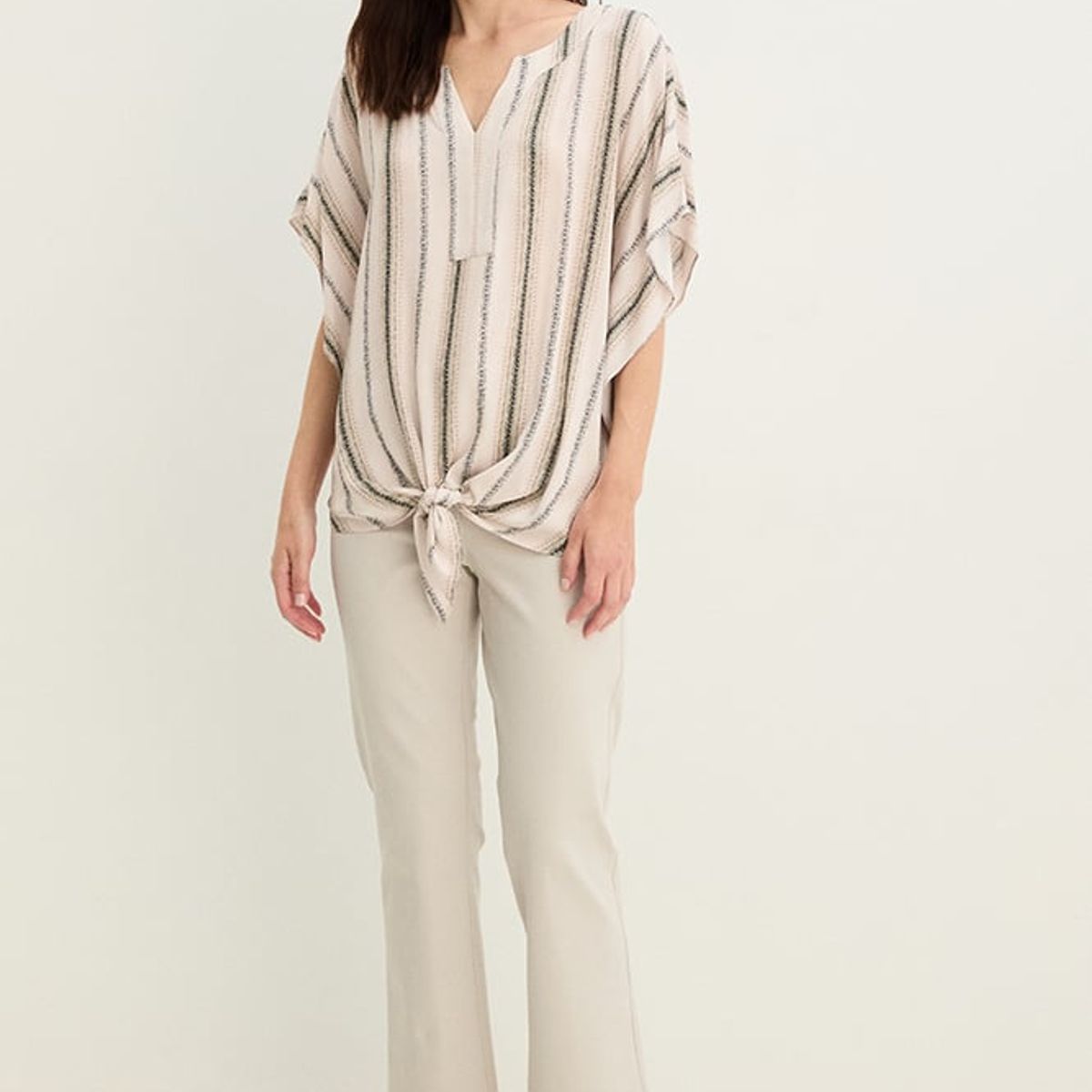 MA GRIFFE - Blusa Manga Corta Crudo Mujer Magriffe